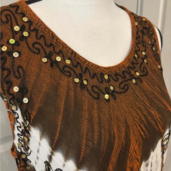 Vintage Jessica Taylor brown floral bohemian flowy tank size L - Picture 6 of 14